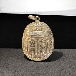 Sterling Silver Scarab Pendant - 1” drop.